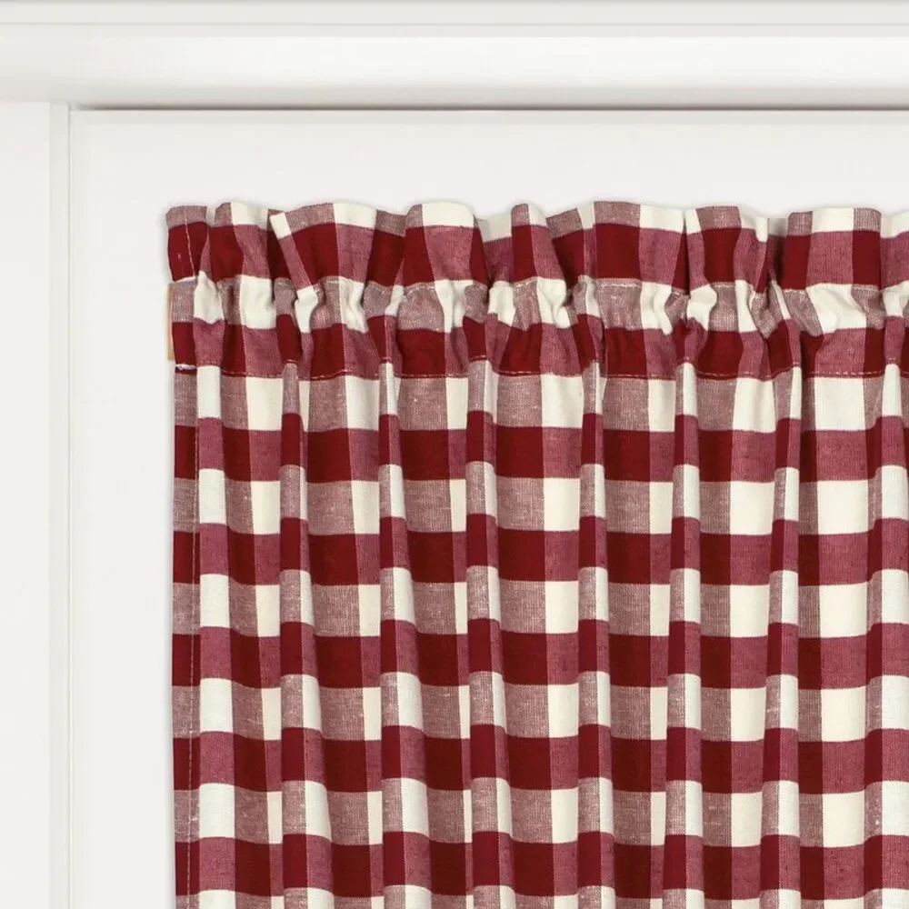 Achim Home Furnishing Buffalo Check French Door Panel with Adjustable Tiebacks,